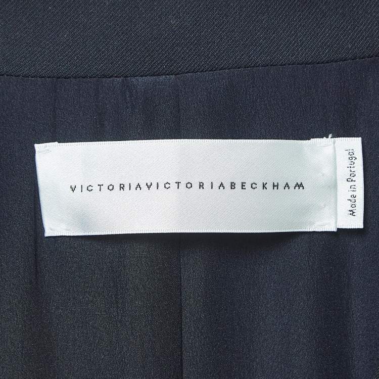 مملوكة مسبقًا Victoria Victoria Beckham Navy Blue Wool Blend Zip-Up Mini Dress L