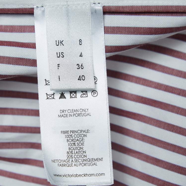 Pre Owned Victoria Victoria Beckham White/Red Striped Cotton Off-Shoulder Blouse S