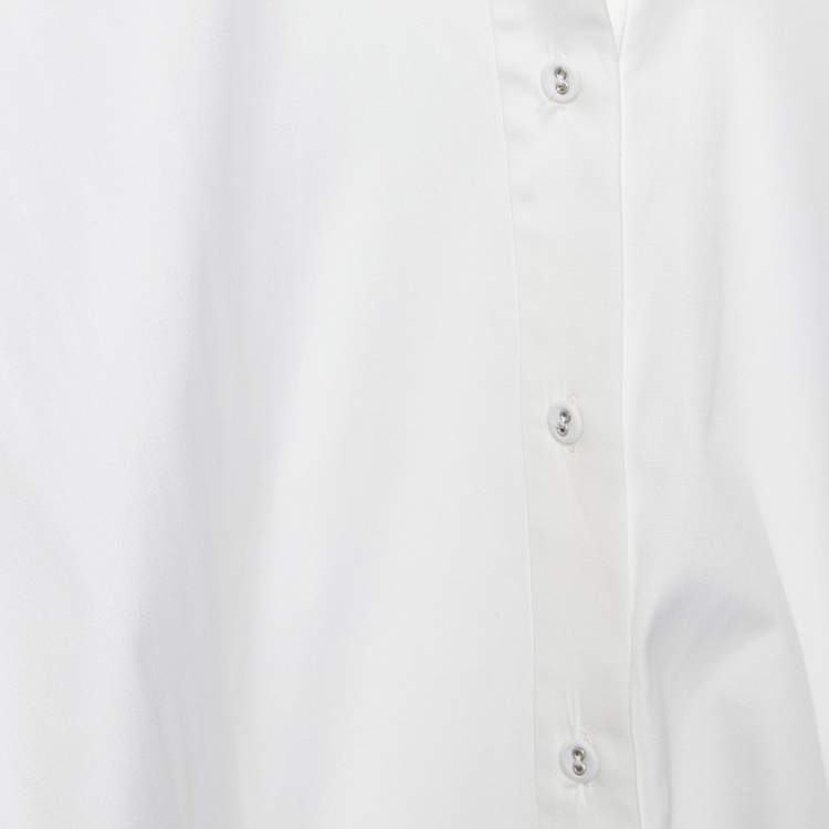Pre Owned Victoria Victoria Beckham White Cotton Asymmetrical Hem Shirt S 