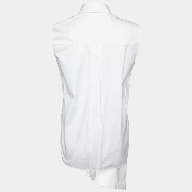 Pre Owned Victoria Victoria Beckham White Cotton Asymmetrical Hem Shirt S 