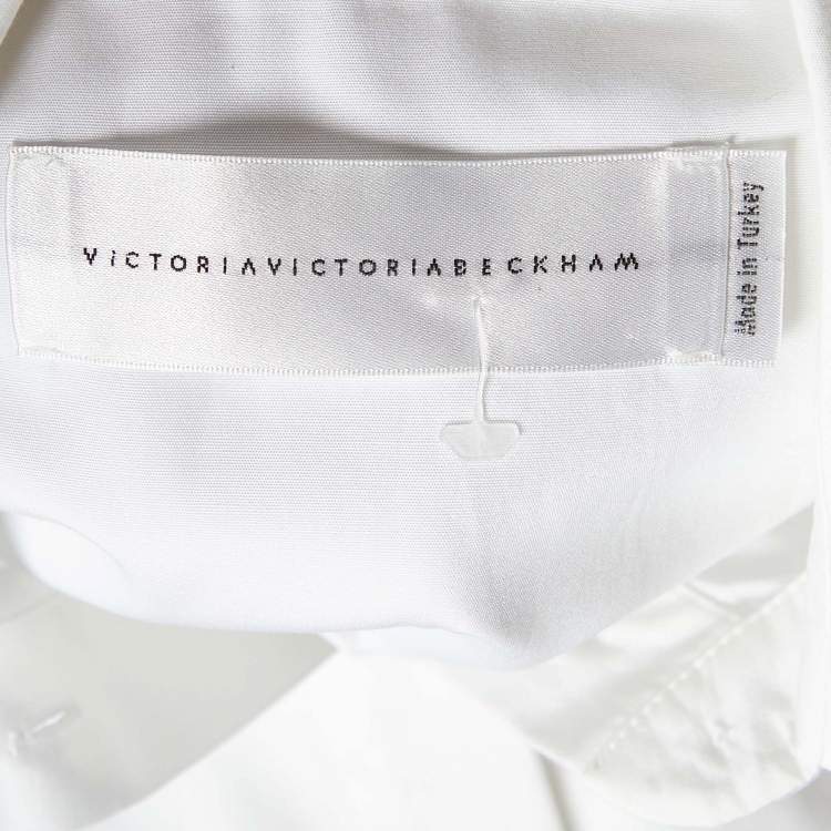 Pre Owned Victoria Victoria Beckham White Cotton Asymmetrical Hem Shirt S 