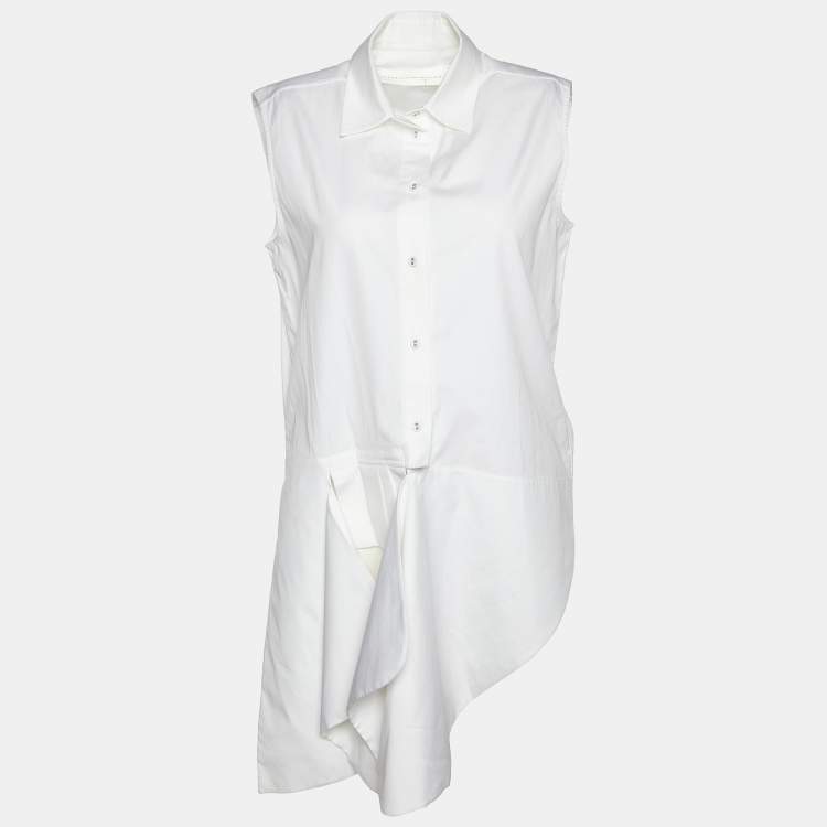 Pre Owned Victoria Victoria Beckham White Cotton Asymmetrical Hem Shirt S 