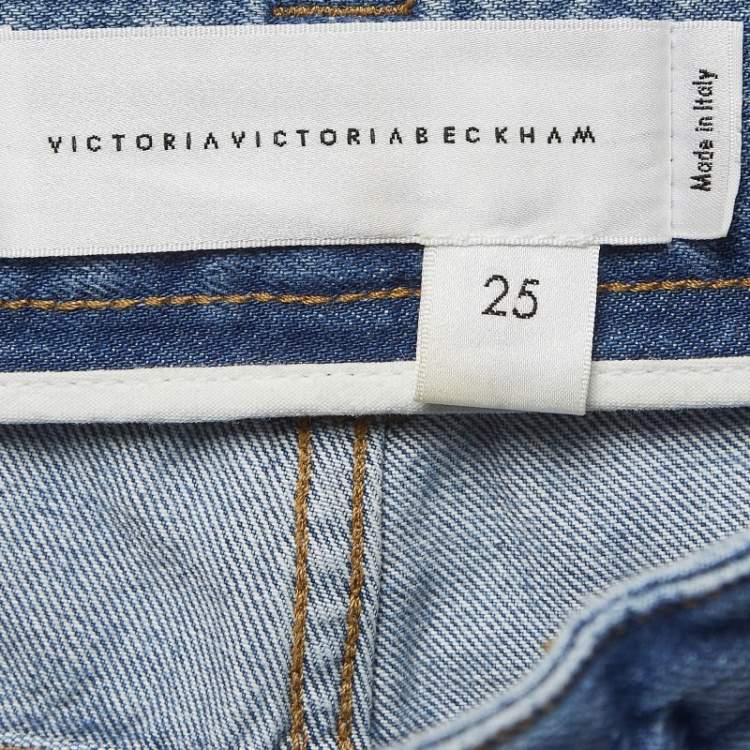 Pre Owned Victoria Victoria Beckham Blue Denim Cropped Jeans S Waist 25"