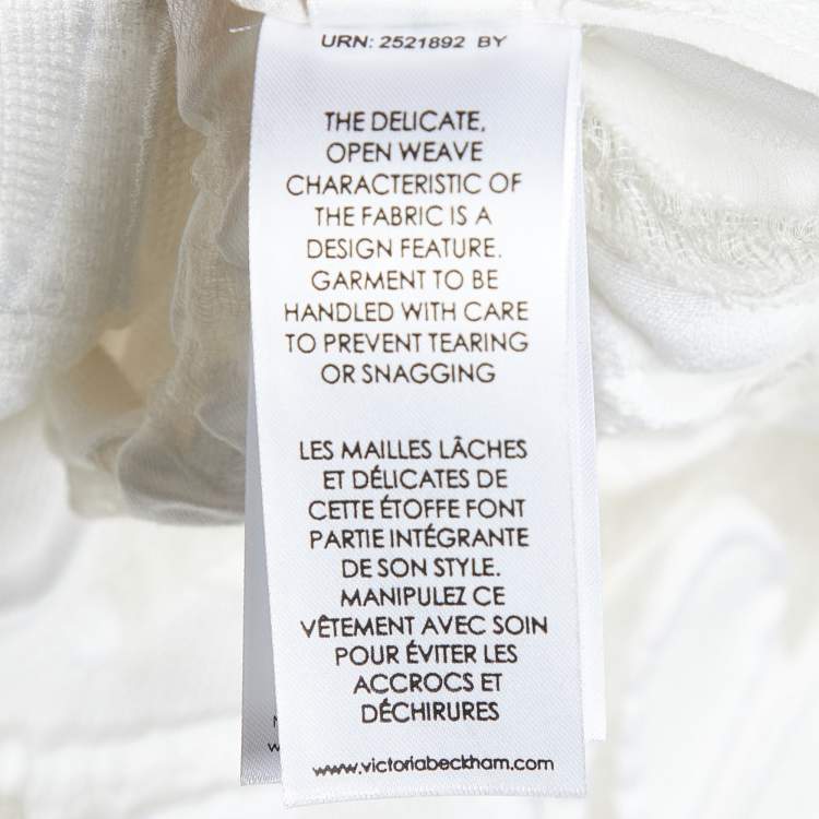 مملوكة مسبقًا Victoria Victoria Beckham White Embossed Floral Jacquard Flared Dress M