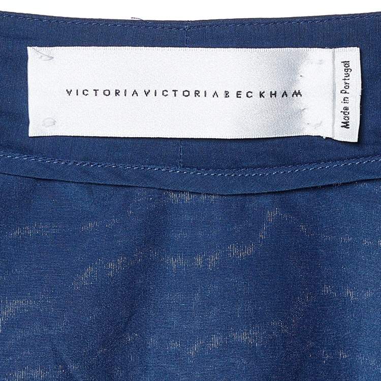 Pre Owned Victoria Victoria Beckham Navy Blue Silk & Cotton V-Neck Jumpsuit M