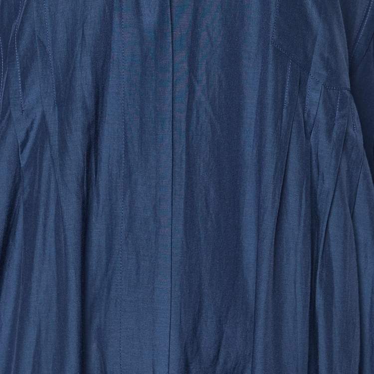 Pre Owned Victoria Victoria Beckham Navy Blue Silk & Cotton V-Neck Jumpsuit M