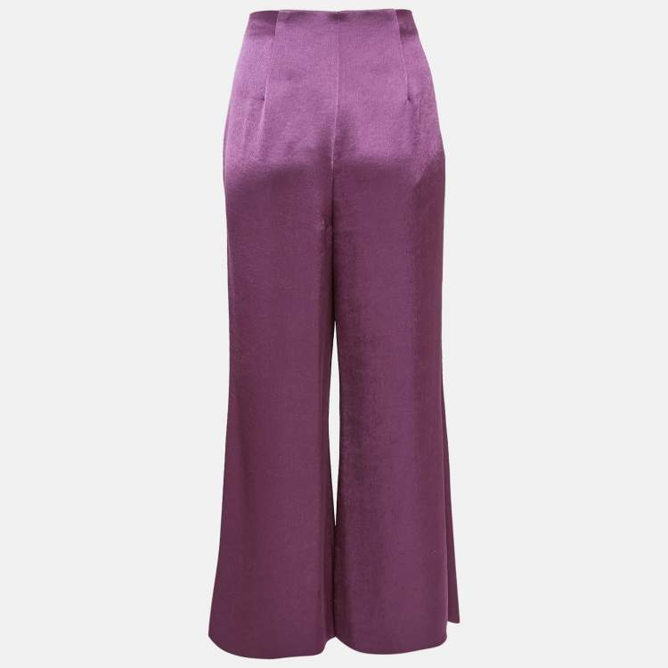 Pre Owned Vince Mauve Pink Satin Flared Trousers M