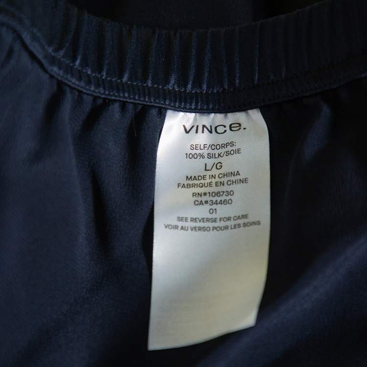 Pre Owned Vince Navy Blue Silk Satin Joggers L