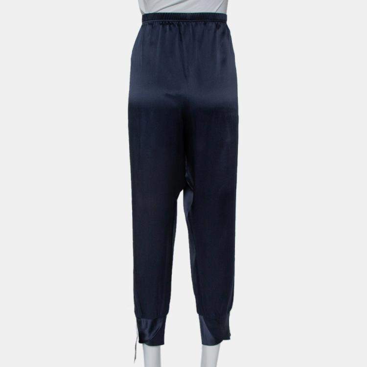 Pre Owned Vince Navy Blue Silk Satin Joggers L
