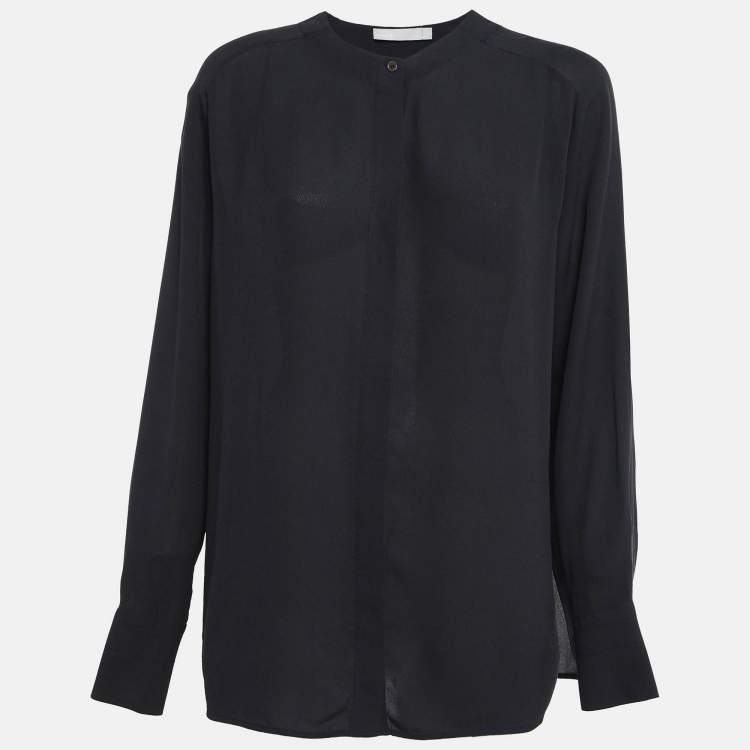 Pre Owned Vince Black Silk Button-Up Blouse M