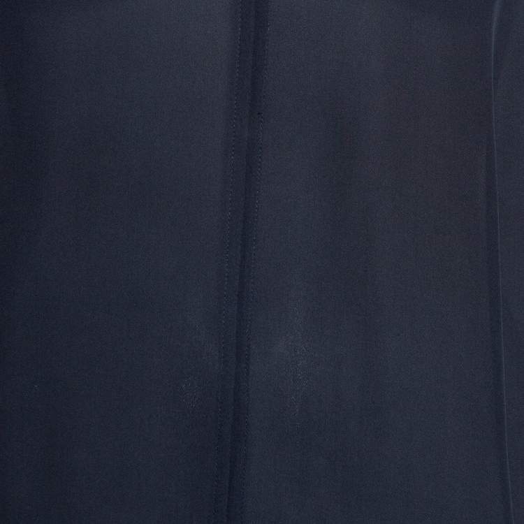 Pre Owned Vince Navy Blue Silk Shirred Shoulder Tank S