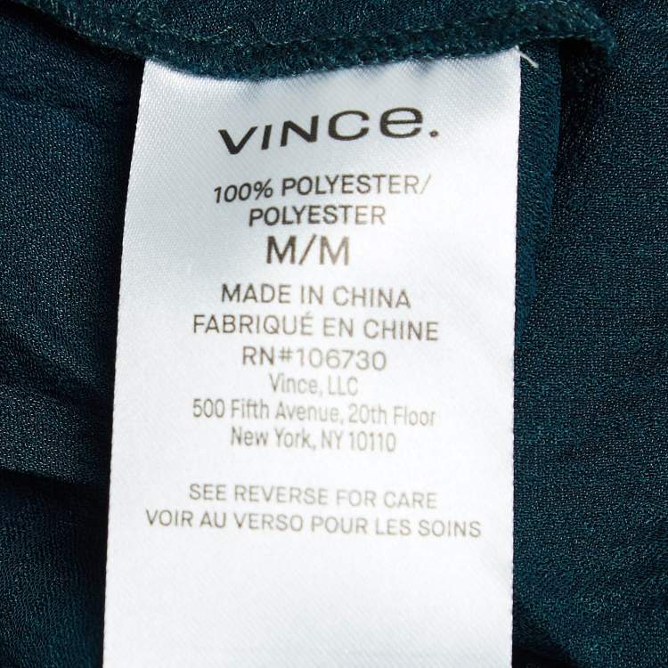 Pre Owned Vince Green Satin Plisse Blouse M