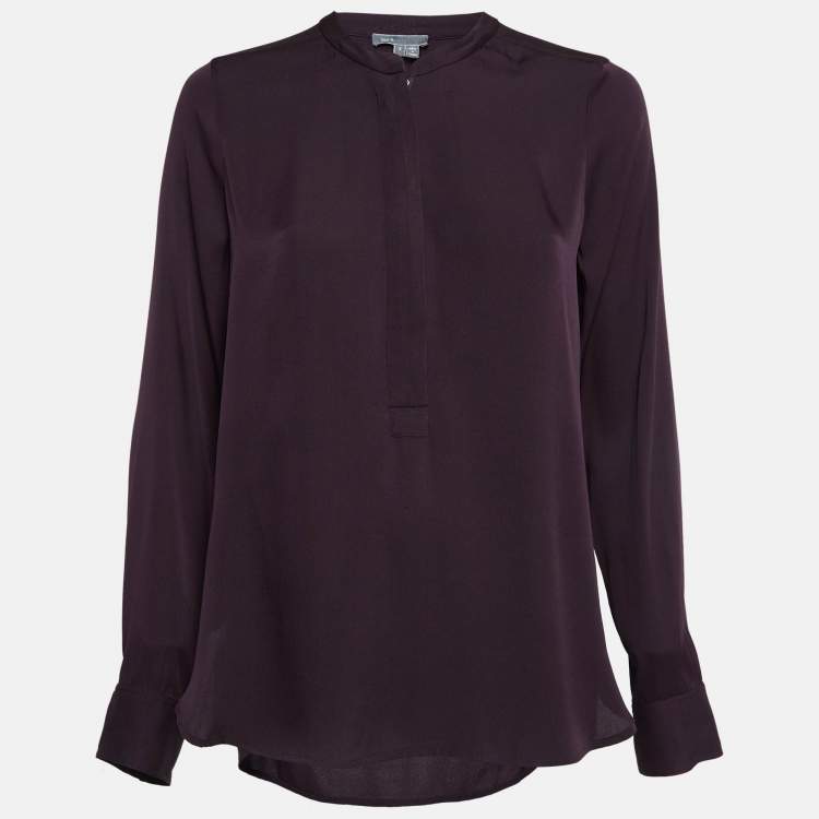 Pre Owned Vince Purple Satin Zip-Up Blouse S
