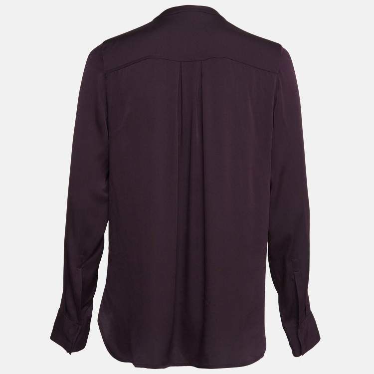 Pre Owned Vince Purple Satin Zip-Up Blouse S