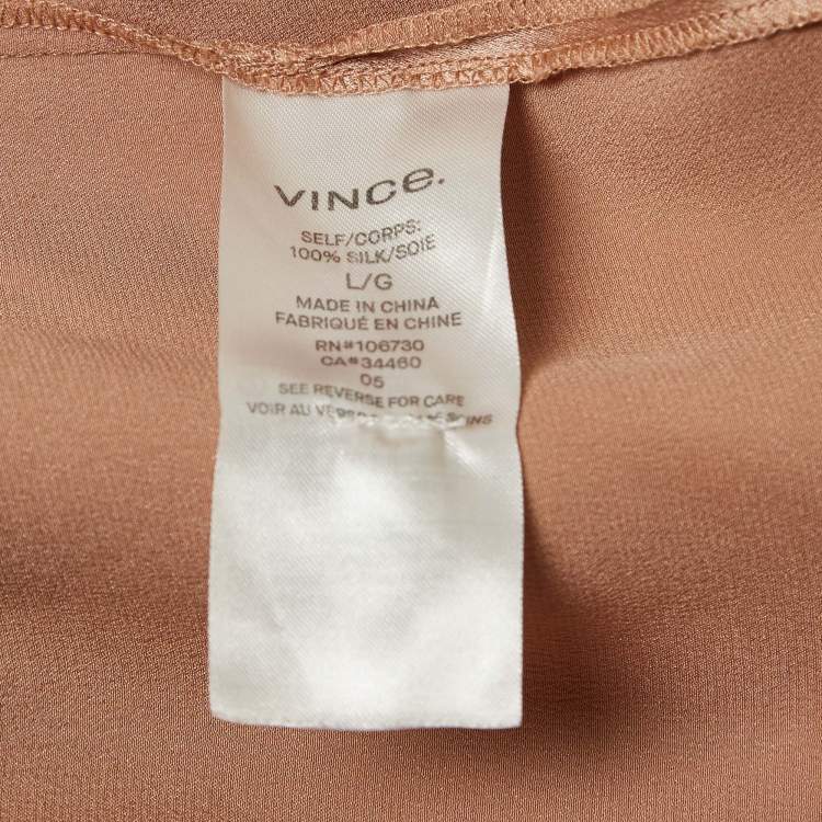 Pre Owned Vince Pink Satin Silk Buttoned Shirt L