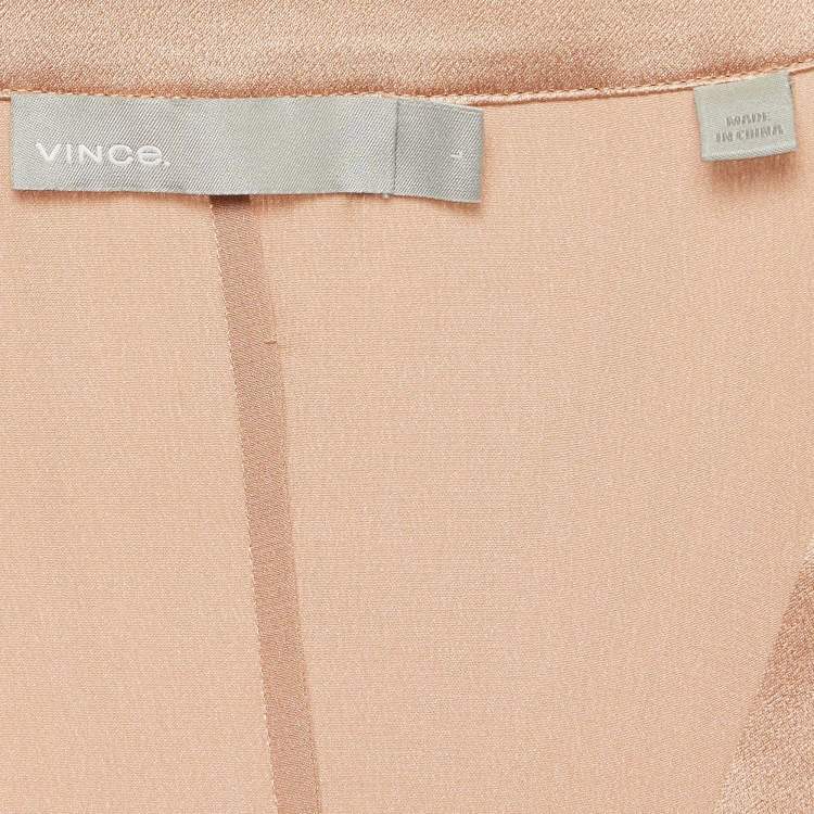 Pre Owned Vince Pink Satin Silk Buttoned Shirt L