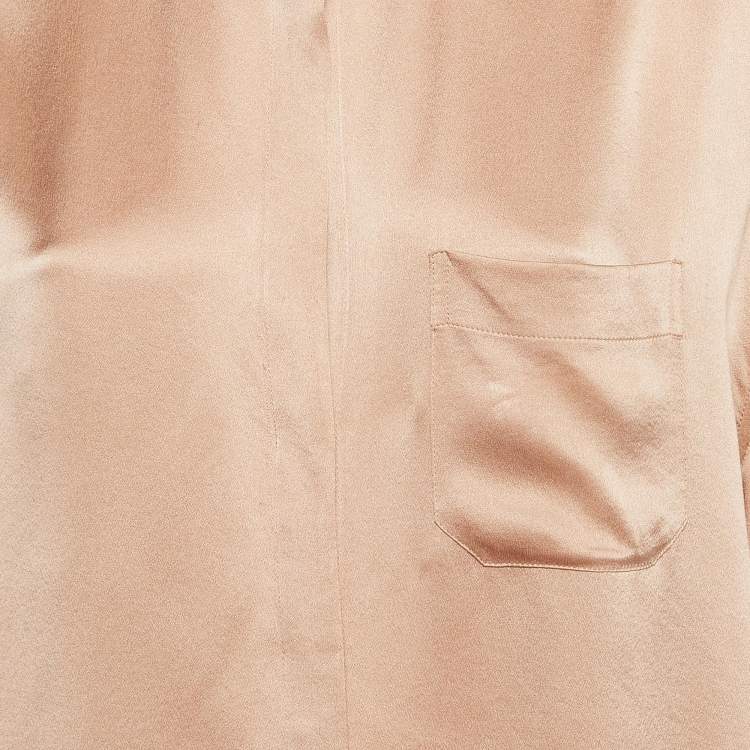 Pre Owned Vince Pink Satin Silk Buttoned Shirt L
