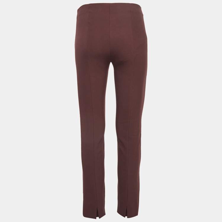 Pre Owned Vince Burgundy Jersey Stitch Front Seam Ponte Leggings S