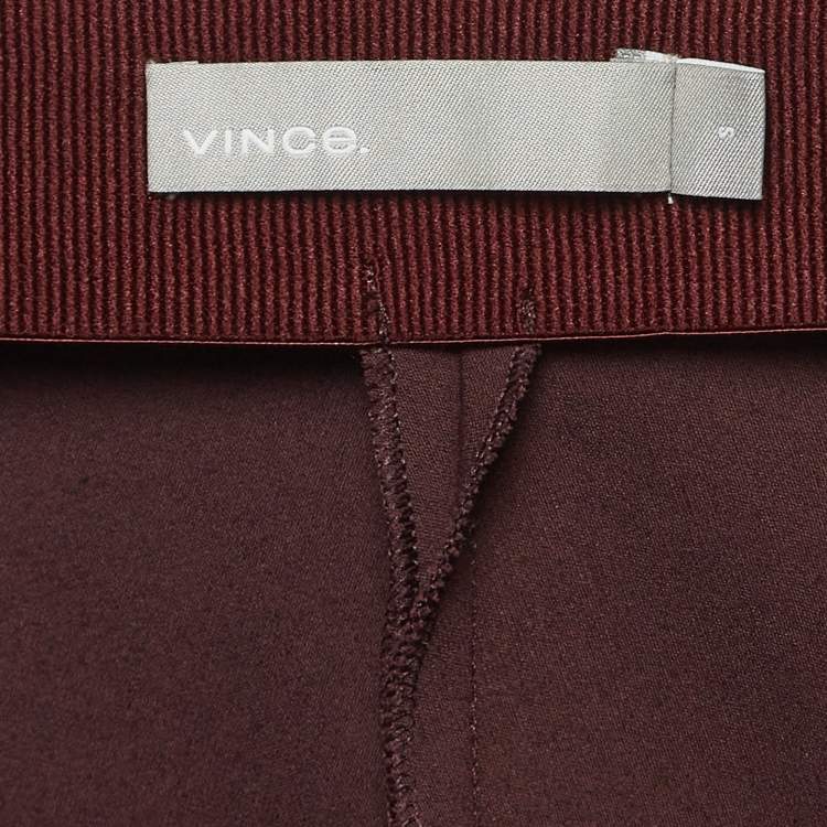 Pre Owned Vince Burgundy Jersey Stitch Front Seam Ponte Leggings S