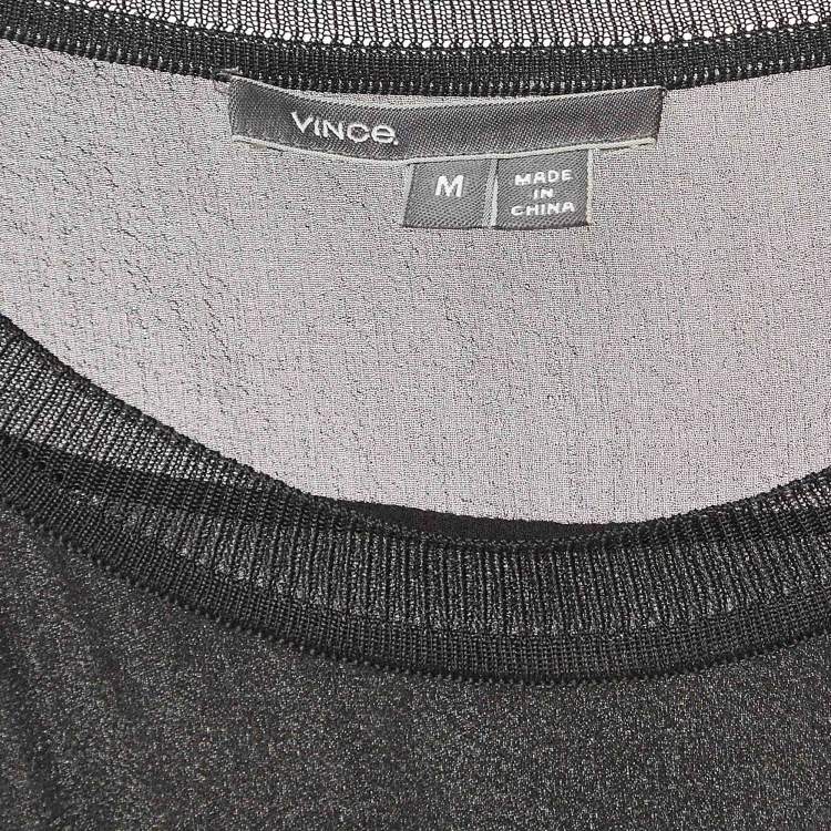 Pre Owned Vince Black Chiffon Sheer Tank Top M