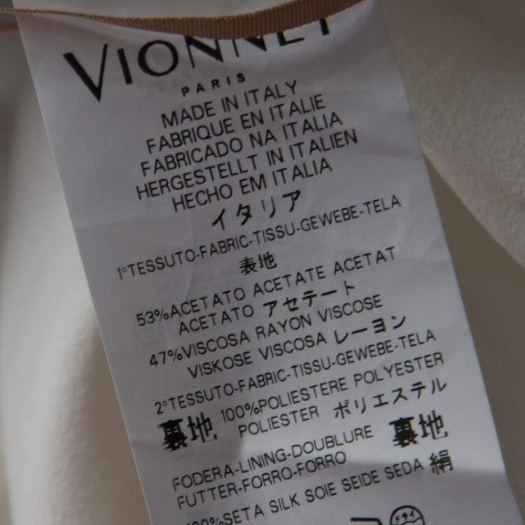 Pre Owned Vionnet Off-White Moss Crepe Short Tuxedo Style Wrap Dress M