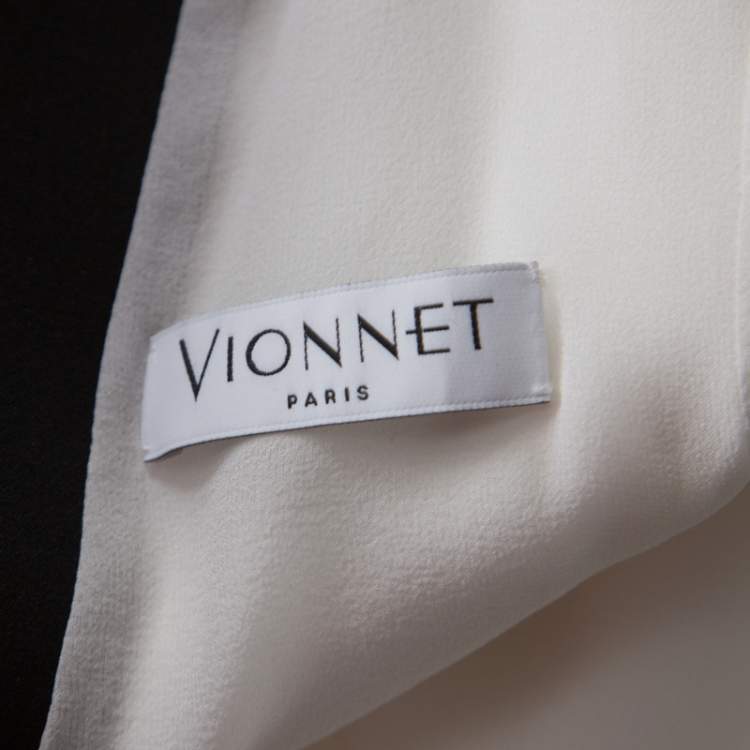 Pre Owned Vionnet Off-White Moss Crepe Short Tuxedo Style Wrap Dress M