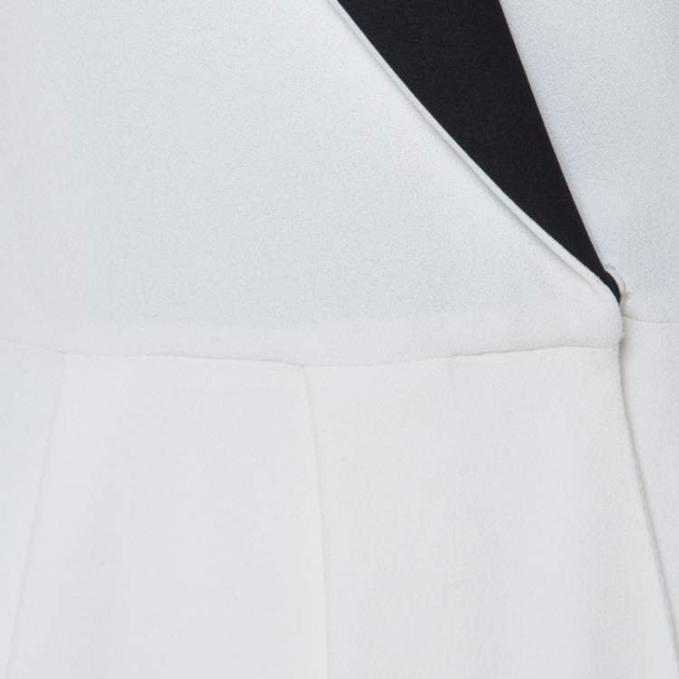 Pre Owned Vionnet Off-White Moss Crepe Short Tuxedo Style Wrap Dress M