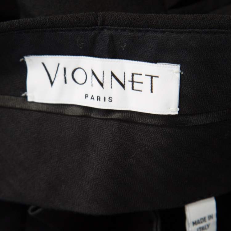 Pre Owned Vionnet Black Crepe Pleated High Waist Tailored Trousers L