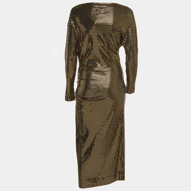 Pre Owned Vivienne Westwood Anglomania Black/Gold Jersey Midi Dress M