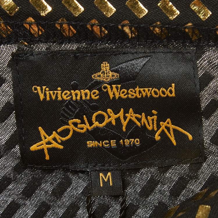 Pre Owned Vivienne Westwood Anglomania Black/Gold Jersey Midi Dress M