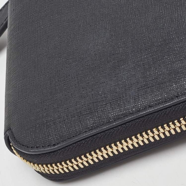 Pre Owned Vivienne Westwood Black Saffiano Leather Heart Zip Crossbody Bag