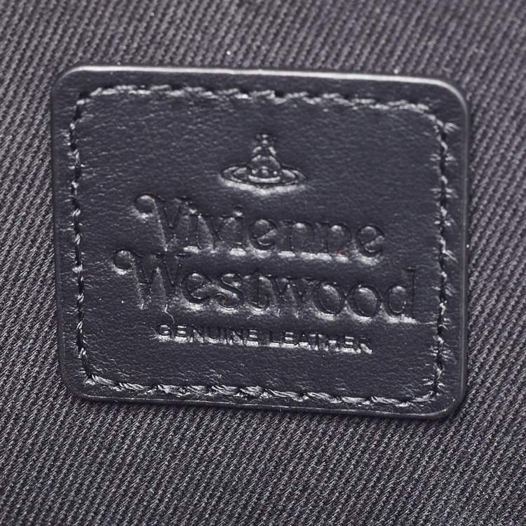 Pre Owned Vivienne Westwood Black Saffiano Leather Heart Zip Crossbody Bag