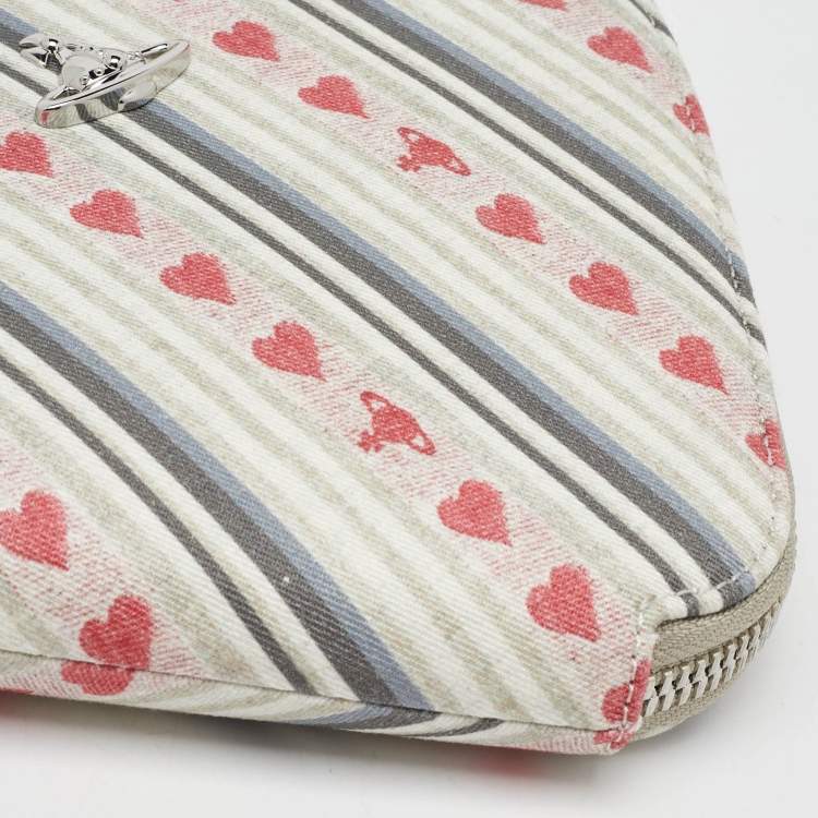 Pre Owned Vivienne Westwood Multicolor Printed Canvas Heart Zip Crossbody Bag
