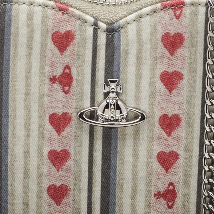 Pre Owned Vivienne Westwood Multicolor Printed Canvas Heart Zip Crossbody Bag