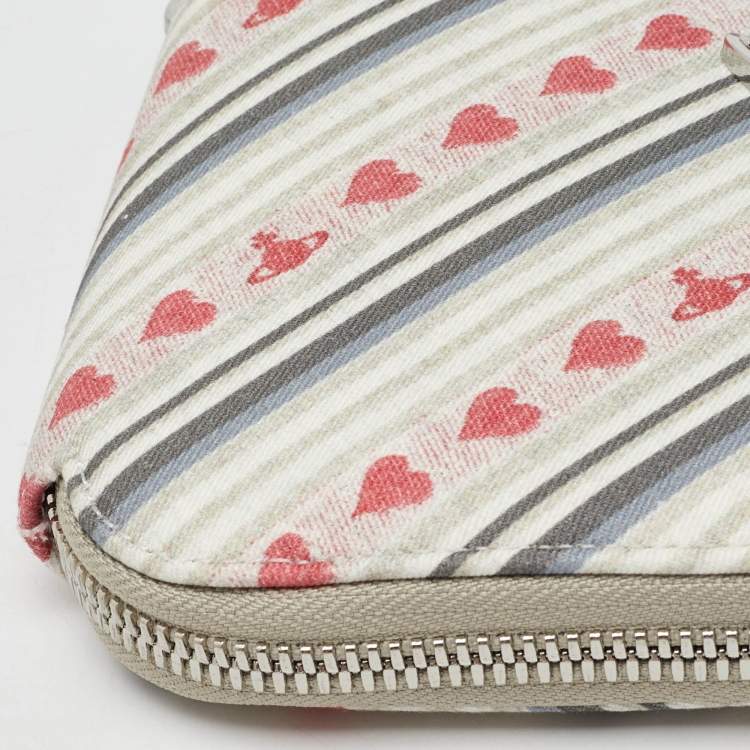 Pre Owned Vivienne Westwood Multicolor Printed Canvas Heart Zip Crossbody Bag