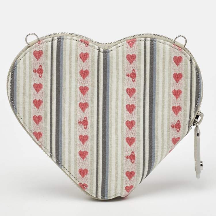 Pre Owned Vivienne Westwood Multicolor Printed Canvas Heart Zip Crossbody Bag