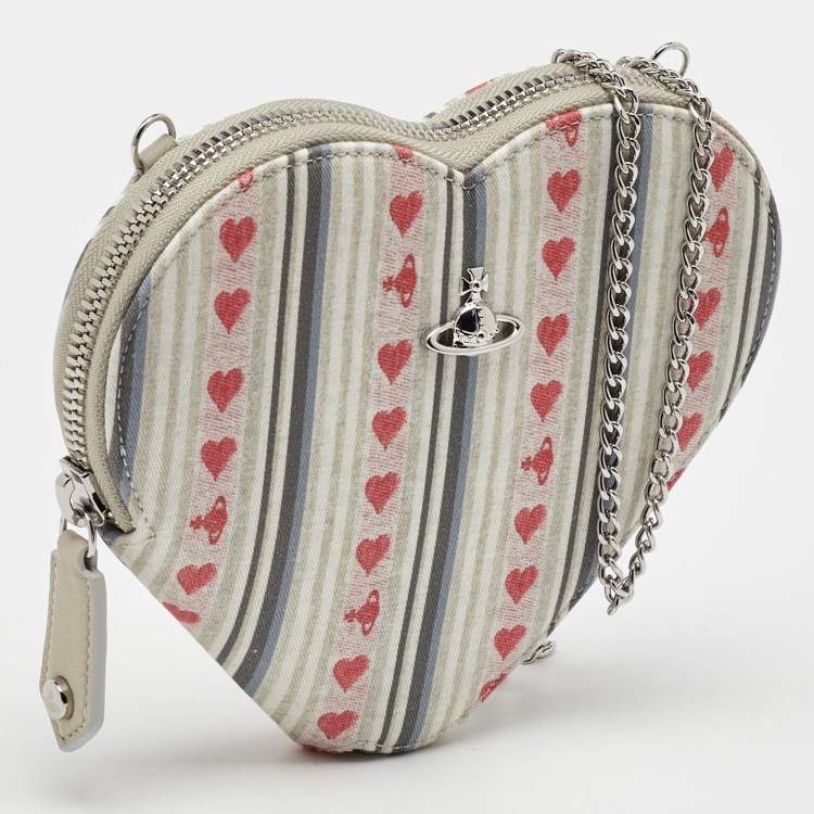 Pre Owned Vivienne Westwood Multicolor Printed Canvas Heart Zip Crossbody Bag