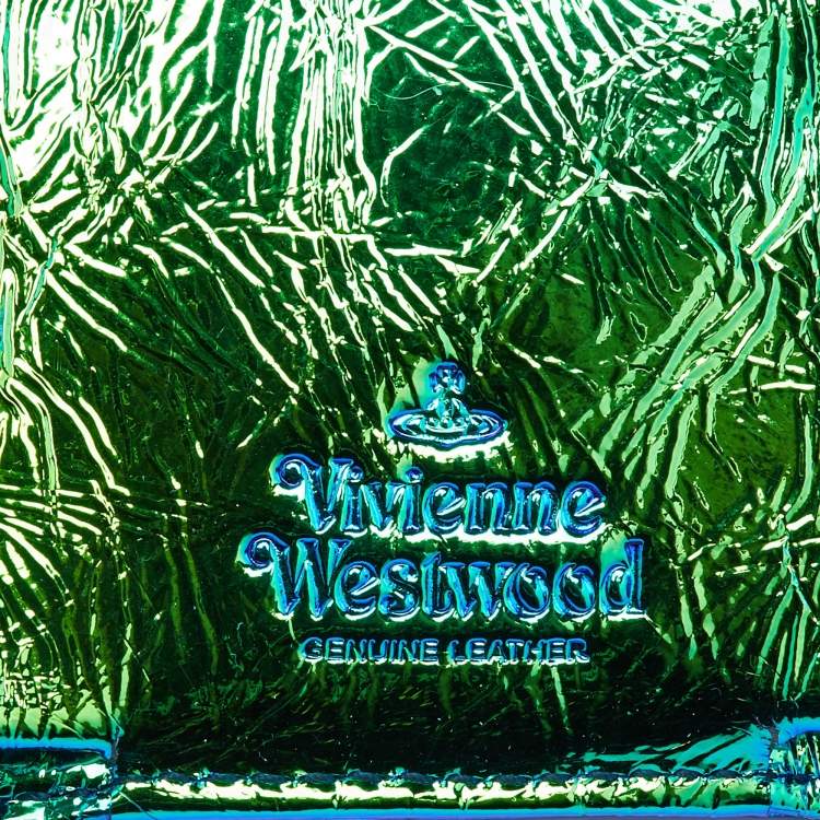 Pre Owned Vivienne Westwood Multicolor Iridescent Croc Embossed Leather Envelope Billfold Small Frame Wallet