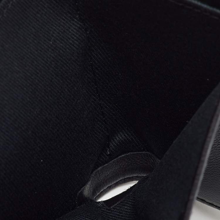 Pre Owned Vivienne Westwood Black Monogram Embossed Leather Envelope Billfold Small Frame Wallet