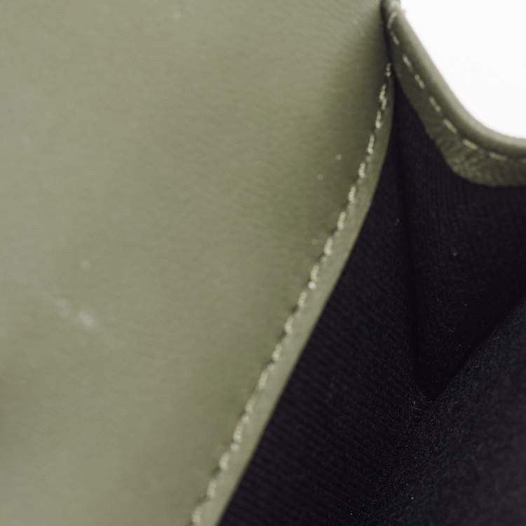 Pre Owned Vivienne Westwood Olive Green Monogram Embossed Leather Envelope Billfold Small Frame Wallet