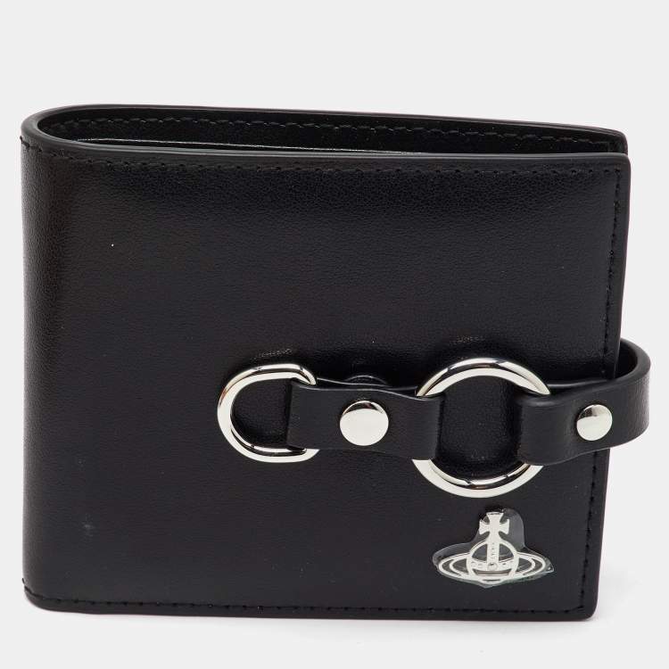 Pre Owned Vivienne Westwood Black Leather Billfold Bondage Wallet