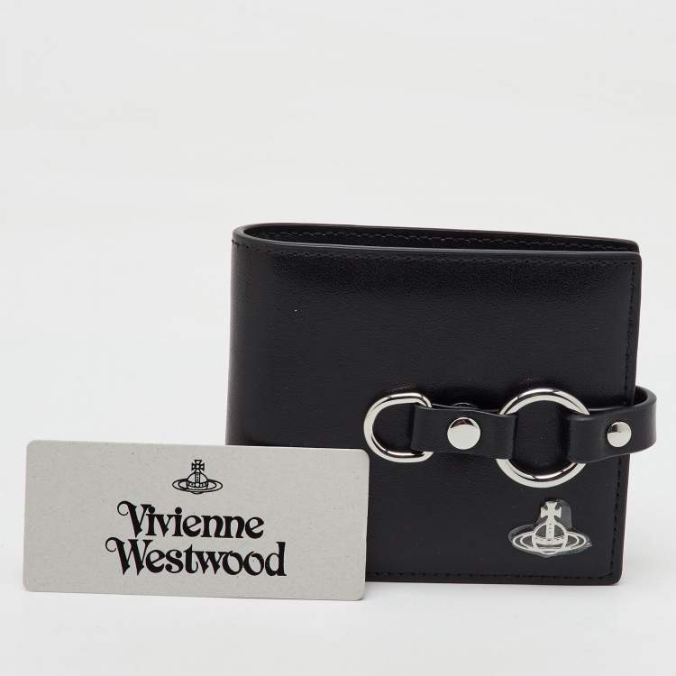 Pre Owned Vivienne Westwood Black Leather Billfold Bondage Wallet