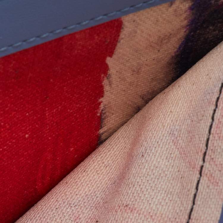 Pre Owned Vivienne Westwood Blue/Orange Tartan Print Saffiano Leather Billfold Bondage Wallet