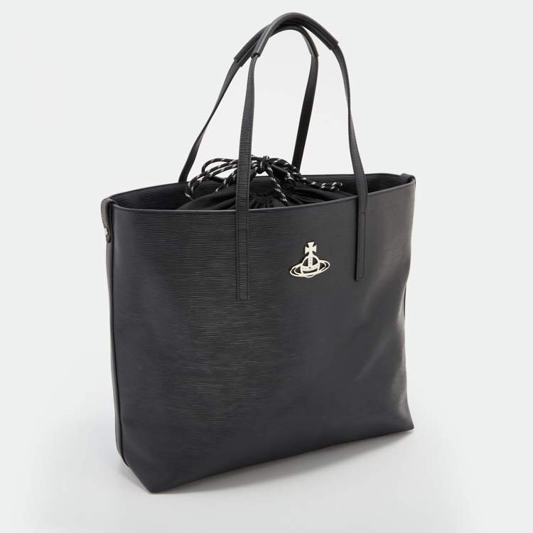 Pre Owned Vivienne Westwood Black Leather Shopper Tote