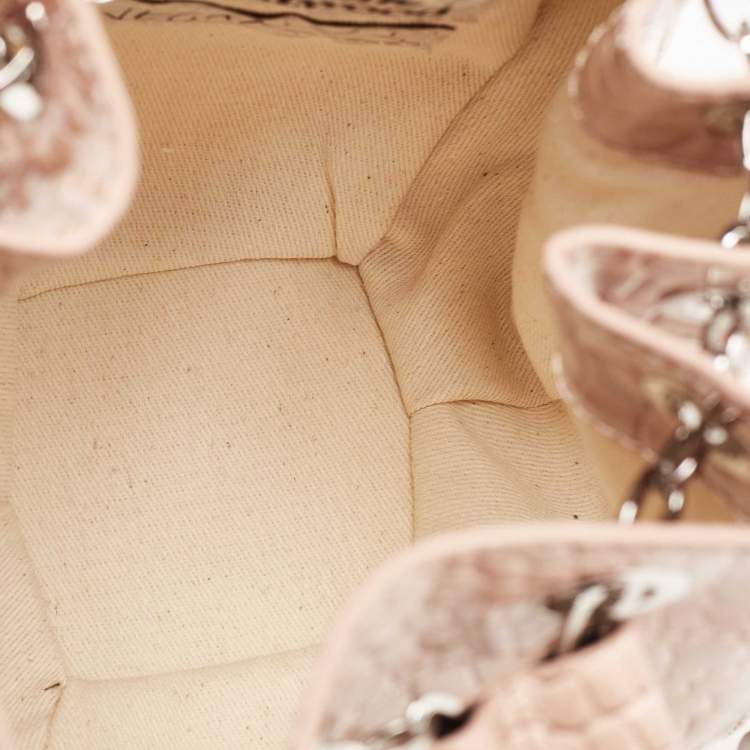Pre Owned Vivienne Westwood Pink Croc Embossed Leather Chrissy Bucket Bag