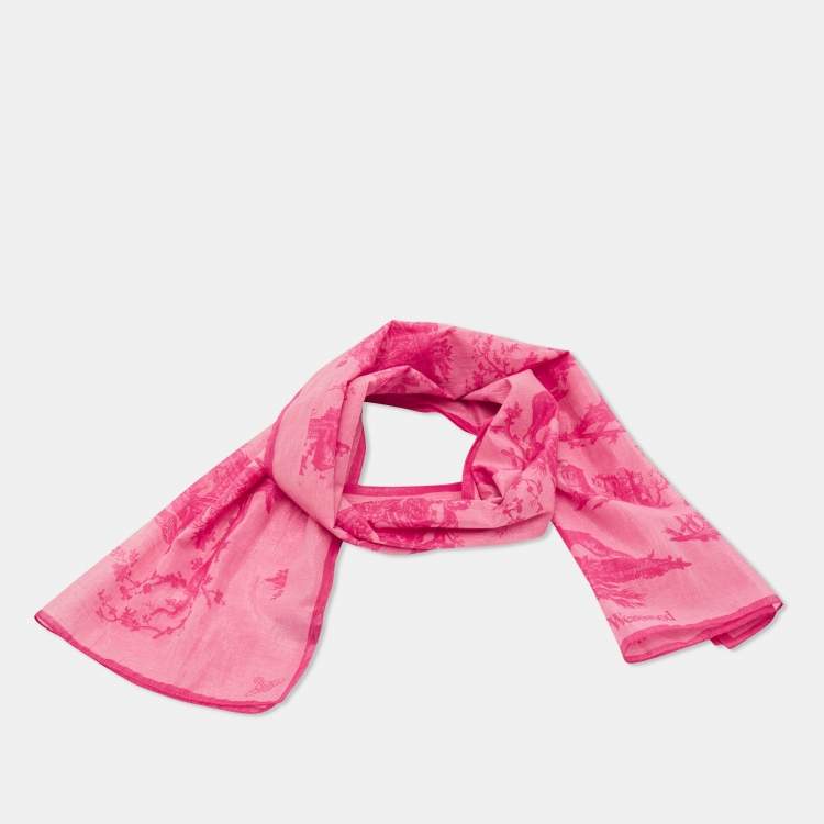Pre Owned Vivienne Westwood Pink Printed Lurex Cotton Scarf 
