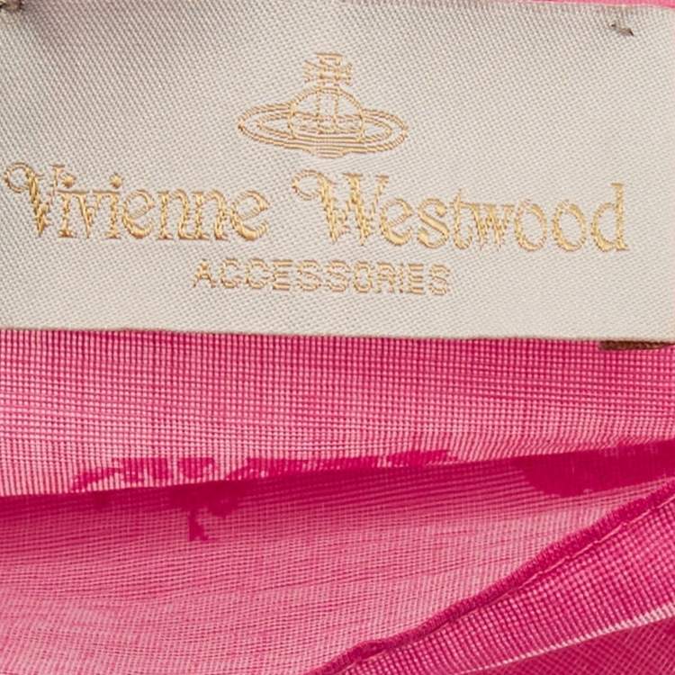 Pre Owned Vivienne Westwood Pink Printed Lurex Cotton Scarf 
