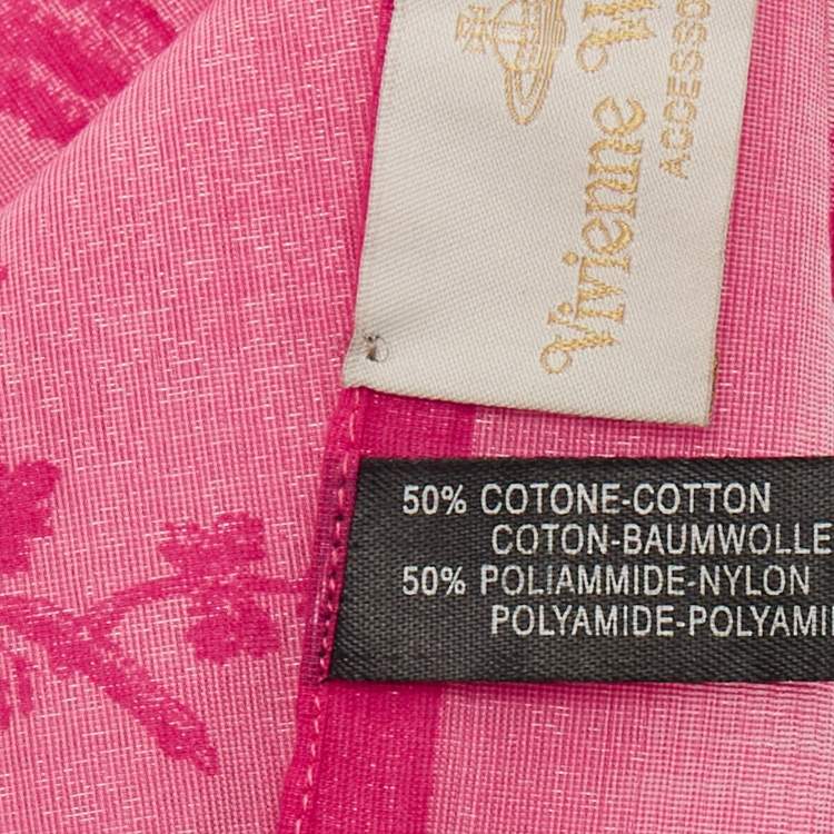 Pre Owned Vivienne Westwood Pink Printed Lurex Cotton Scarf 
