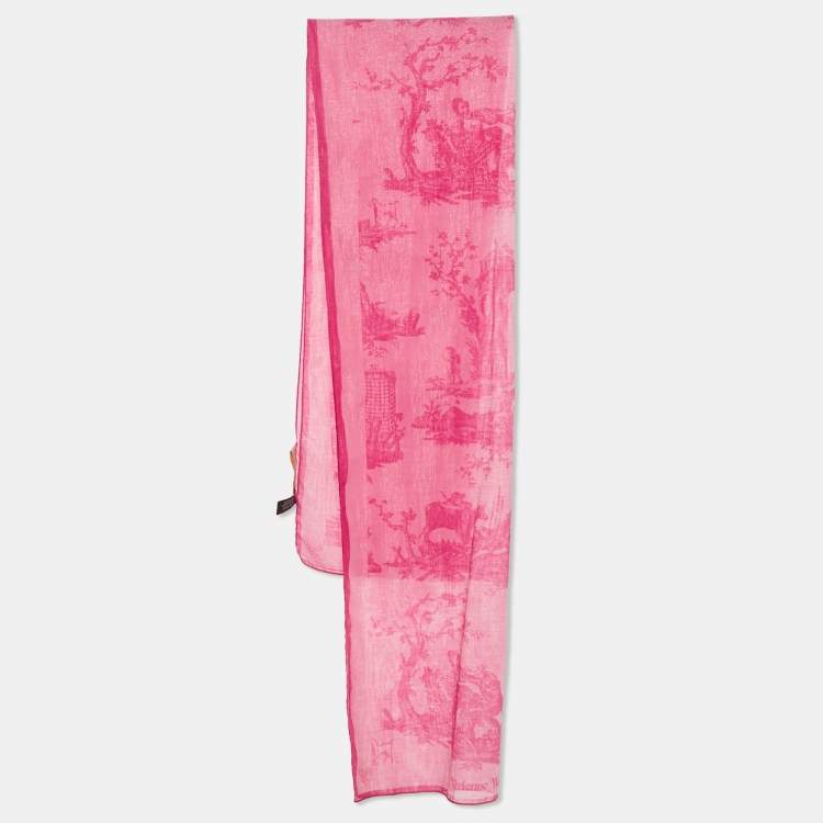 Pre Owned Vivienne Westwood Pink Printed Lurex Cotton Scarf 