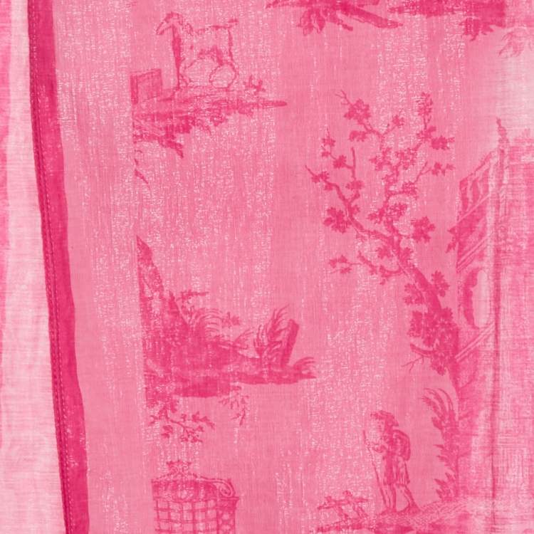 Pre Owned Vivienne Westwood Pink Printed Lurex Cotton Scarf 